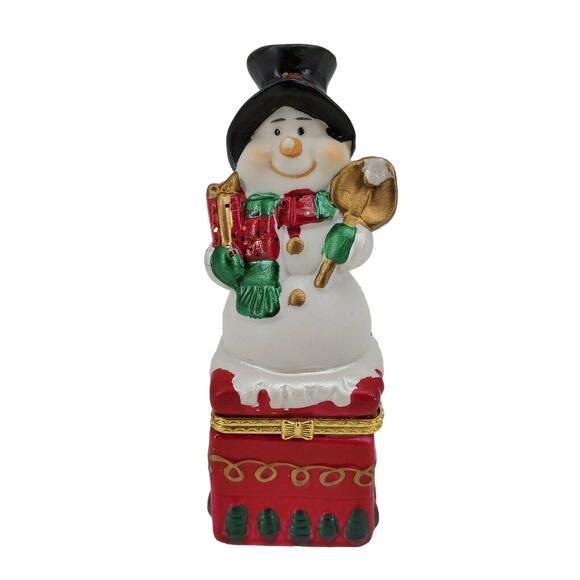Vintage Ceramic Snowman Frosty Hinged Trinket Box - Picture 1 of 6